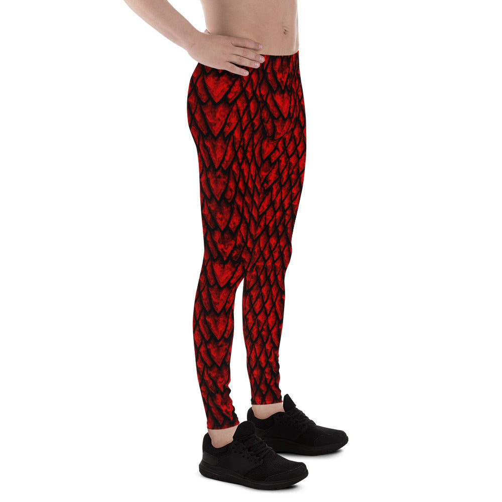 Ruby Dragon Scale Men's Leggings