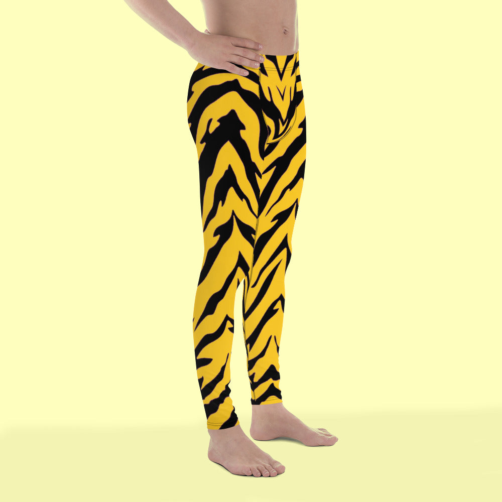 Black and Gold Tiger Stripe Men's Leggings