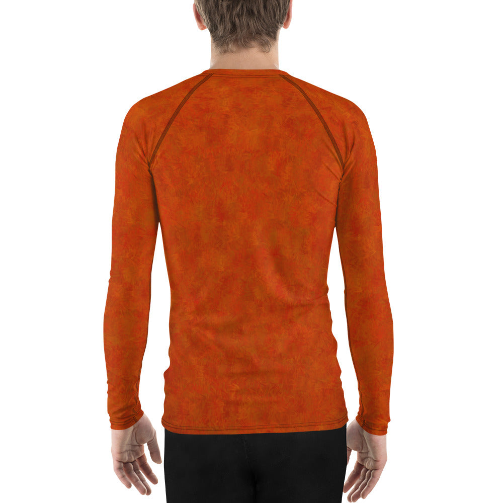 Orange Cat Fur Print Men's Rash Guard