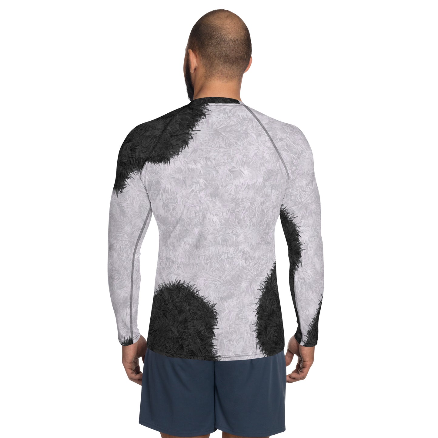 Black and White Fur Pattern Men's Rash Guard