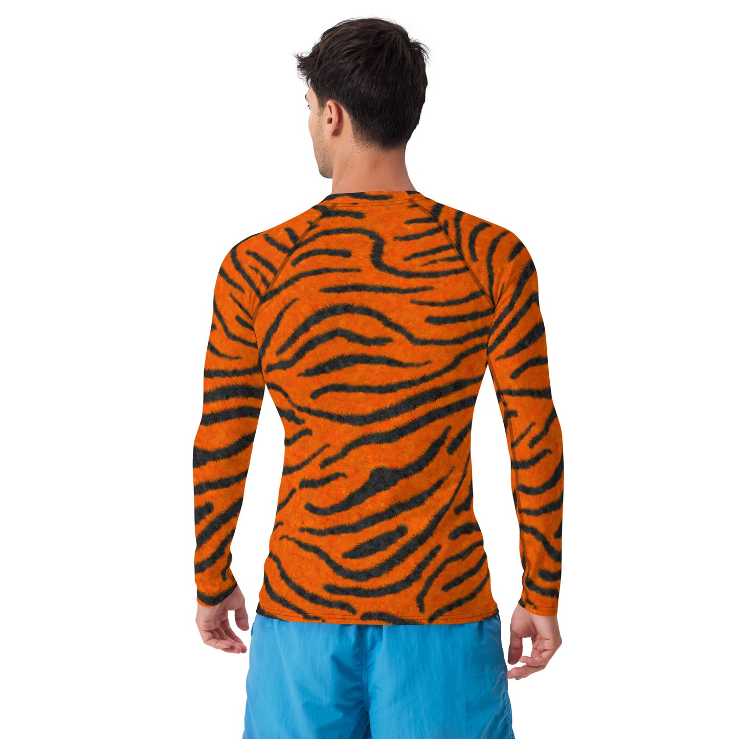 Fuzzy Tiger Stripe Print Men's Rash Guard