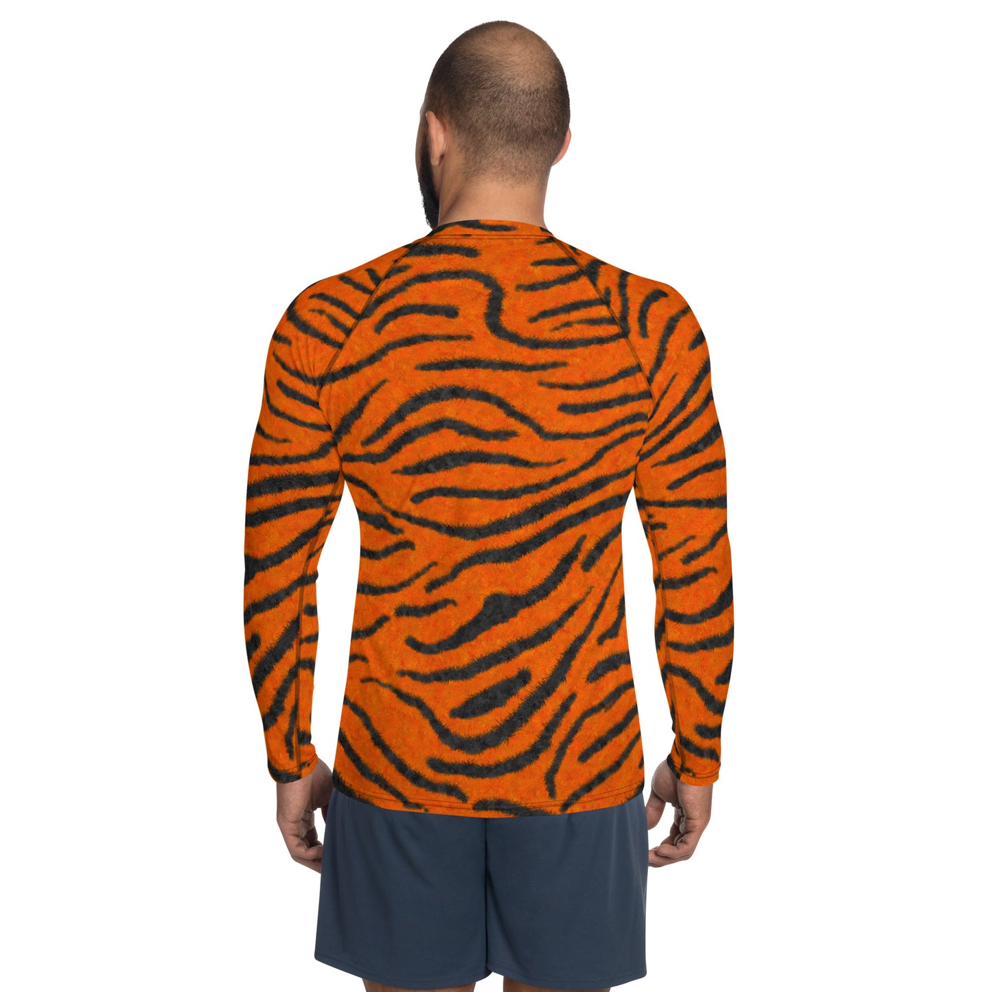 Fuzzy Tiger Stripe Print Men's Rash Guard