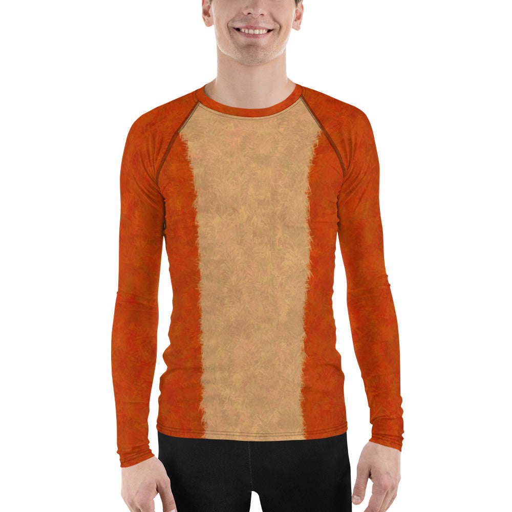 Orange Cat Fur Print Men's Rash Guard