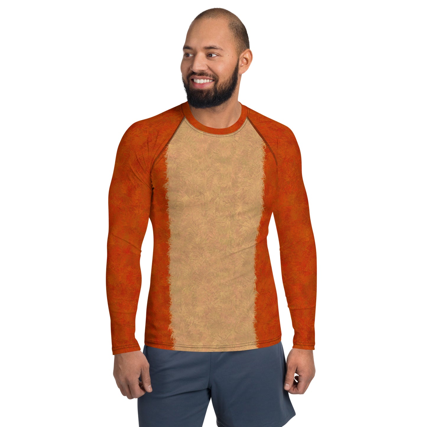 Orange Cat Fur Print Men's Rash Guard