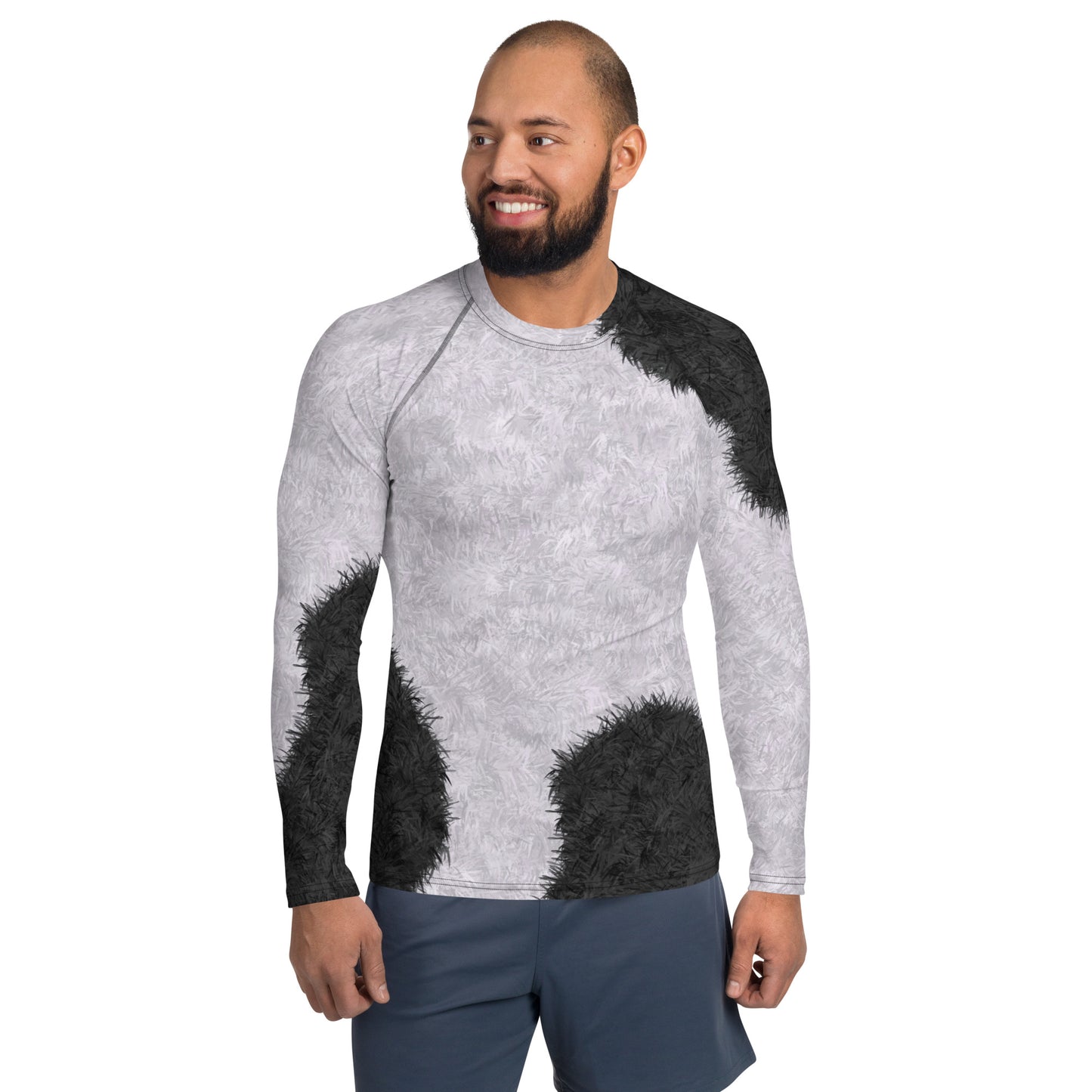 Black and White Fur Pattern Men's Rash Guard