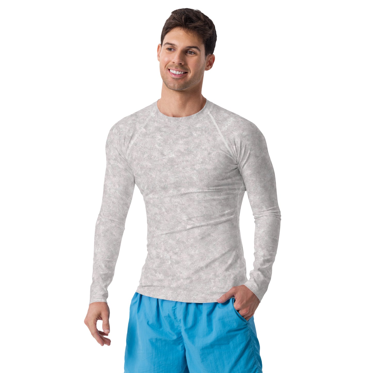 White Fur Print Men's Rash Guard