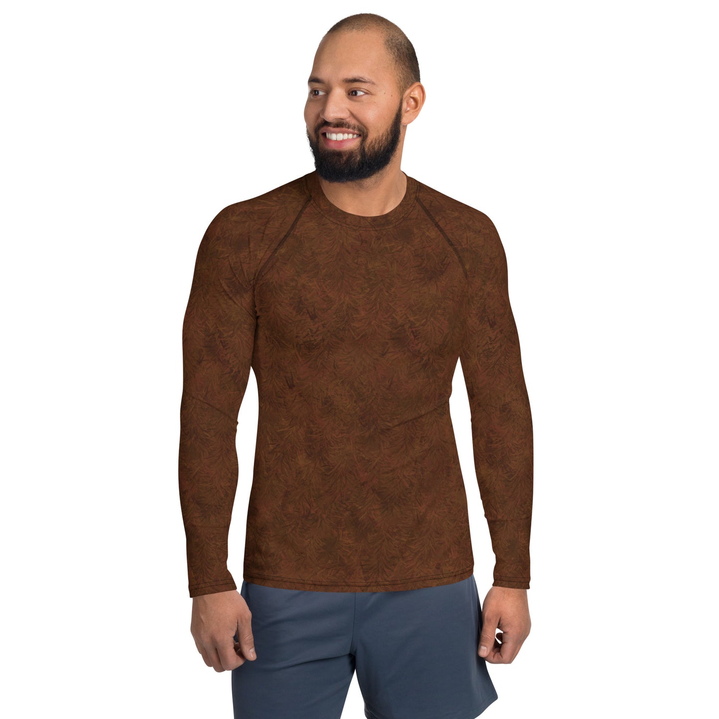 Brown Fur Print Men's Rash Guard