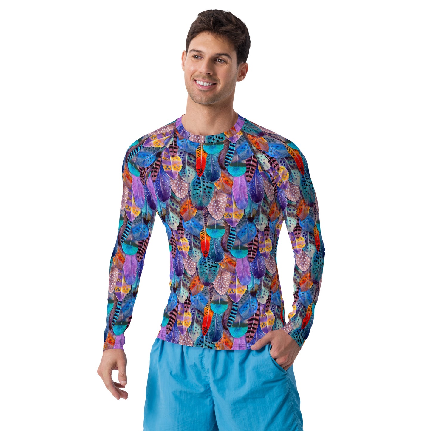 Colorful Feathers Men's Rash Guard