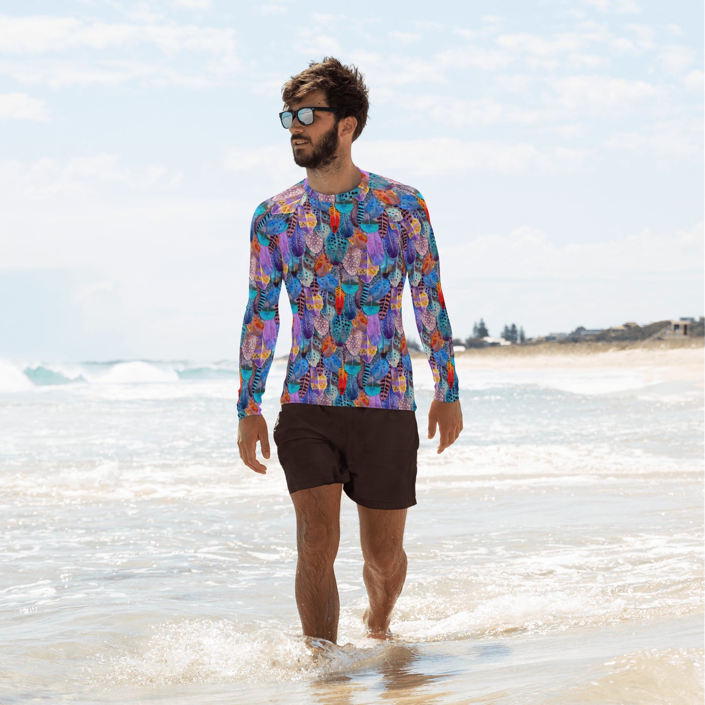 Colorful Feathers Men's Rash Guard