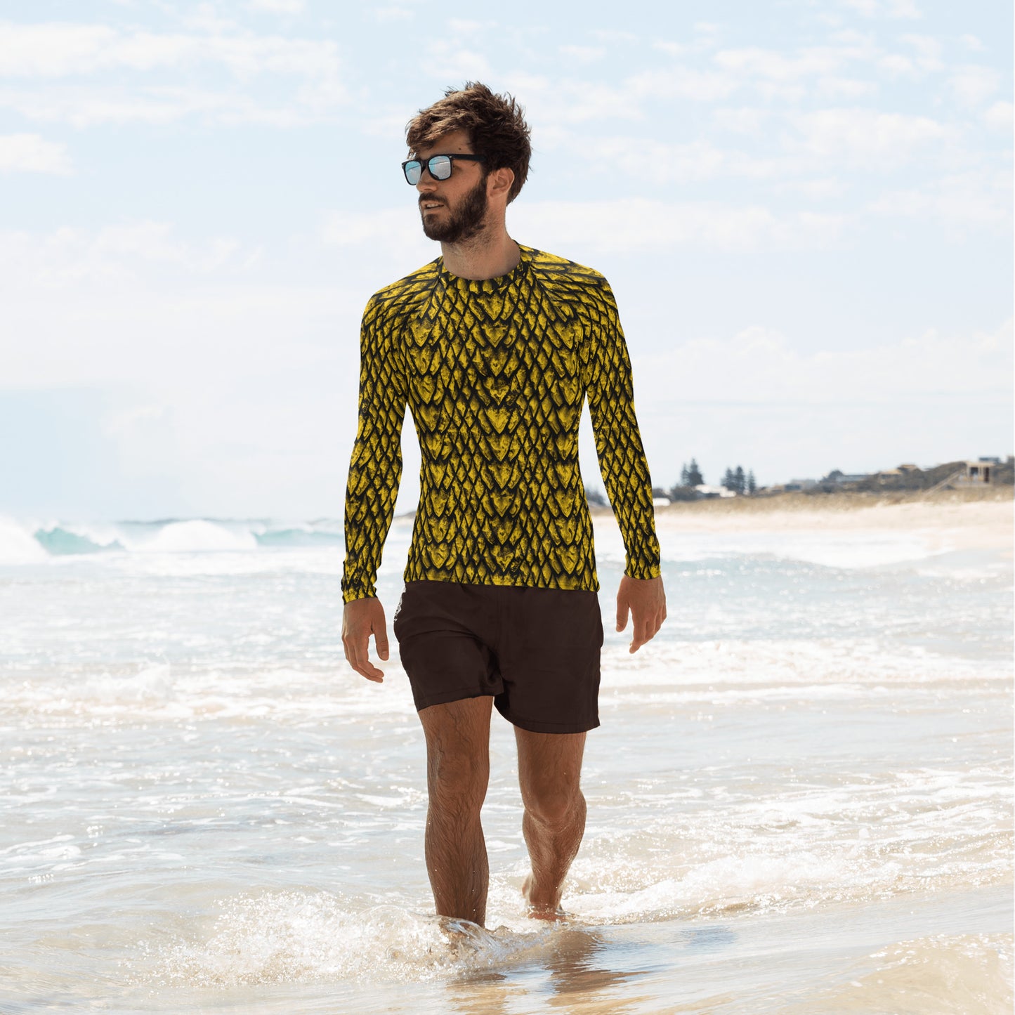 Gold Dragon Scale Men's Rash Guard