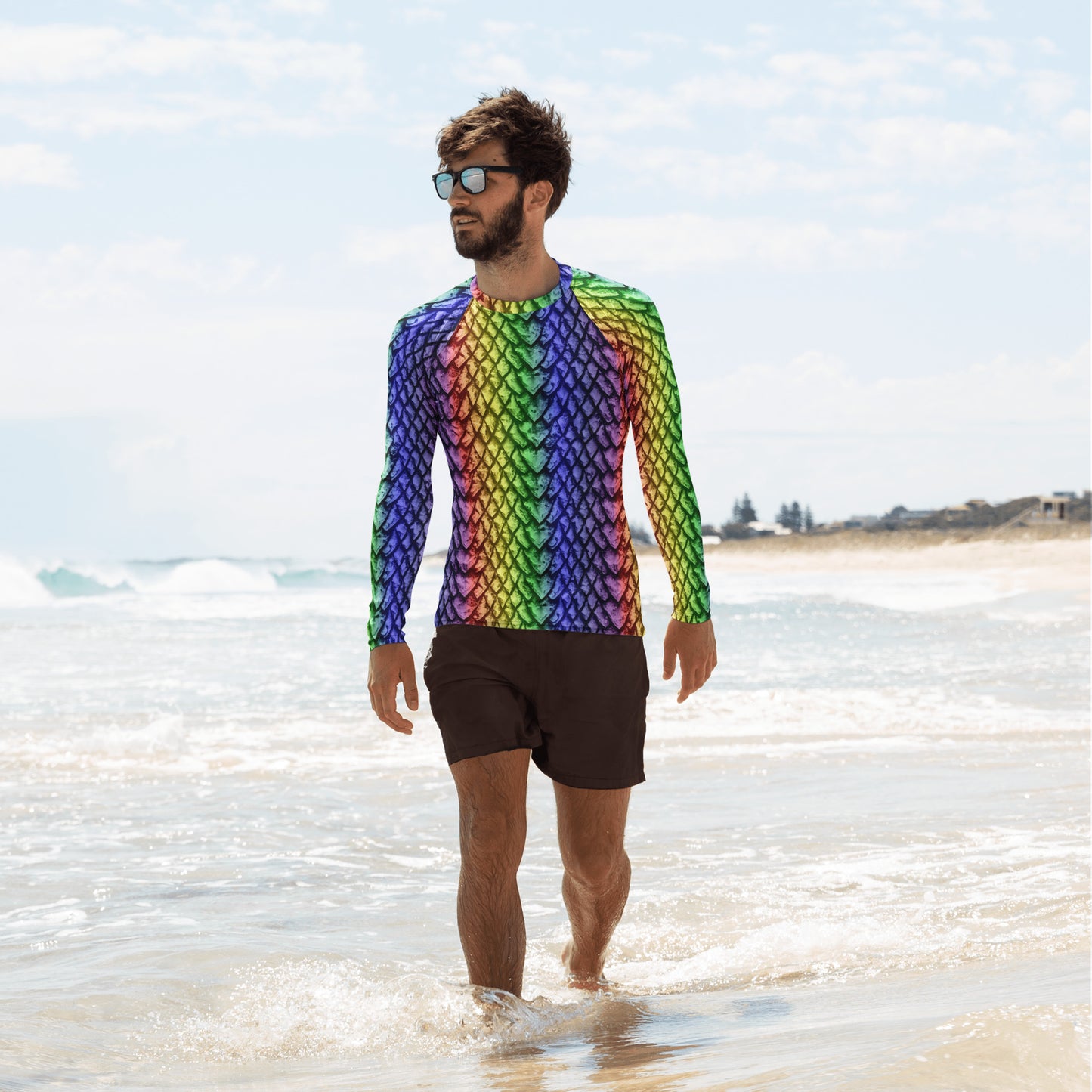 Rainbow Dragon Scale Men's Rash Guard