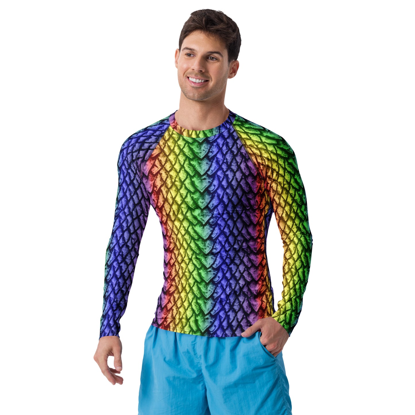 Rainbow Dragon Scale Men's Rash Guard