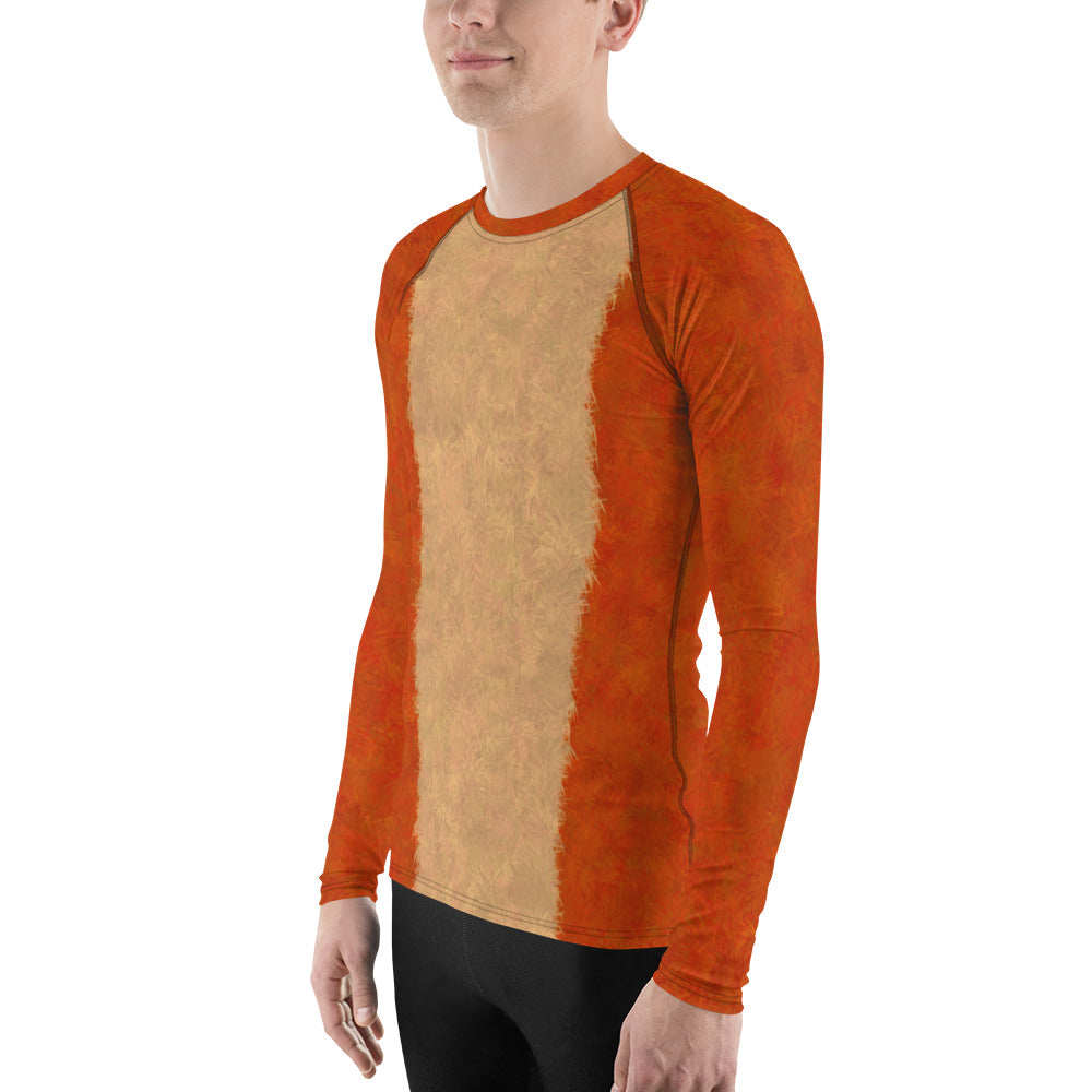 Orange Cat Fur Print Men's Rash Guard