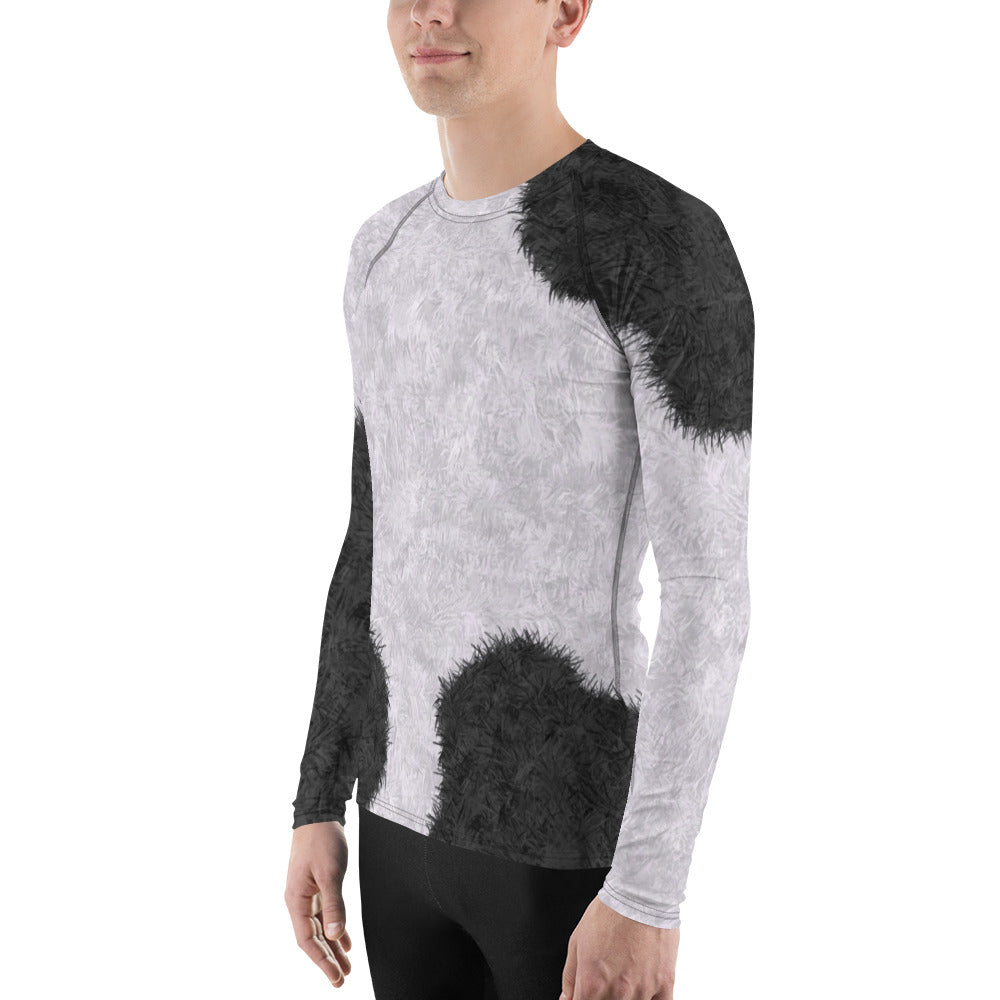 Black and White Fur Pattern Men's Rash Guard