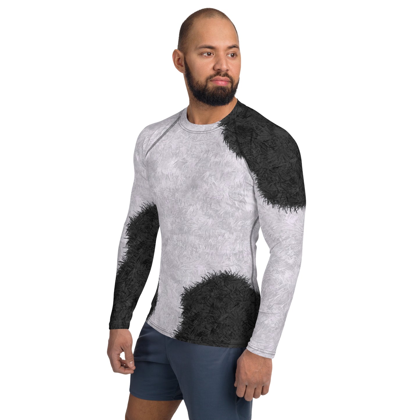 Black and White Fur Pattern Men's Rash Guard