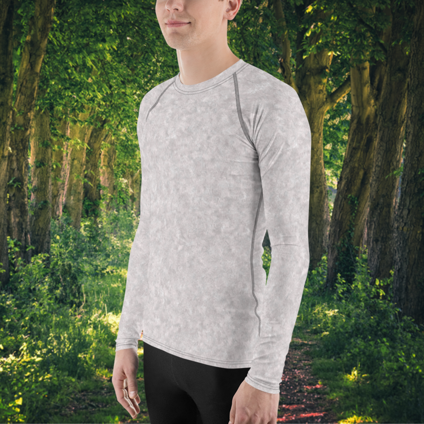 White Fur Print Men's Rash Guard