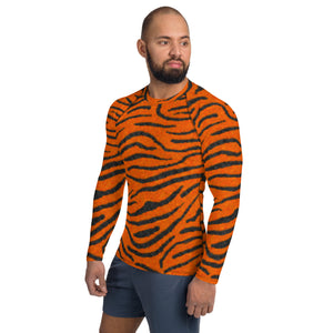 Fuzzy Tiger Stripe Print Men's Rash Guard