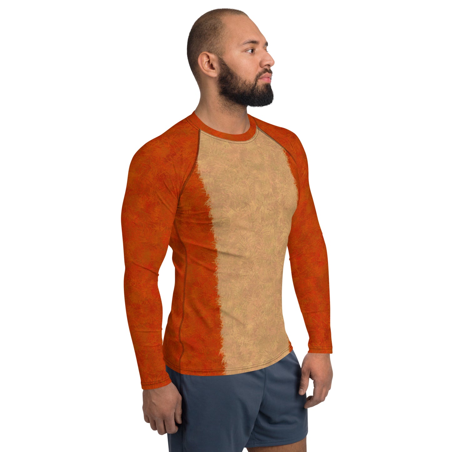 Orange Cat Fur Print Men's Rash Guard