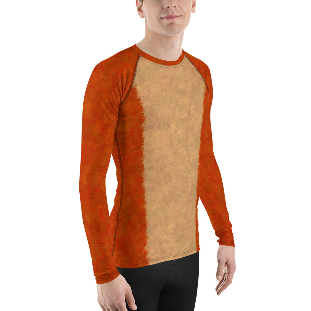 Orange Cat Fur Print Men's Rash Guard