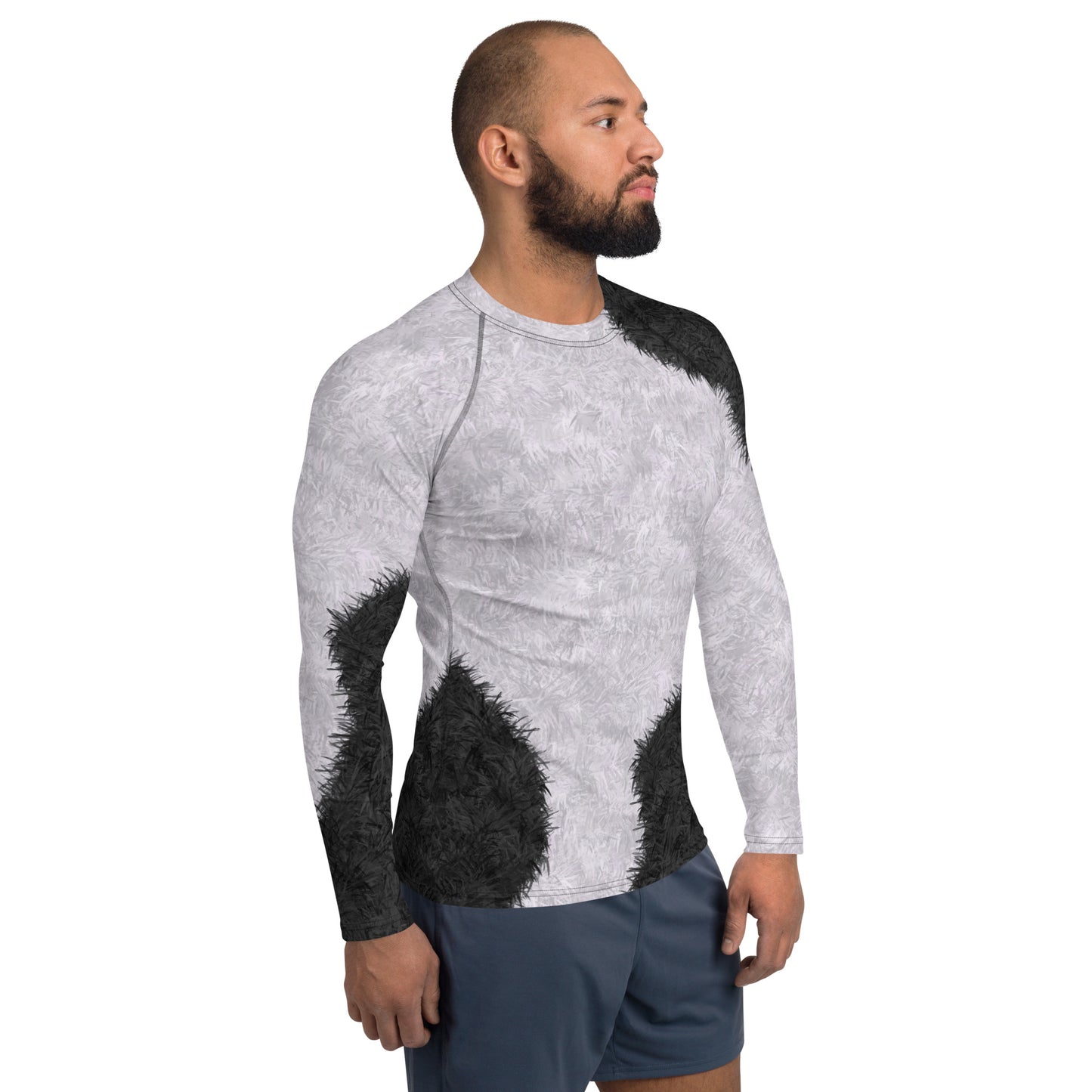 Black and White Fur Pattern Men's Rash Guard