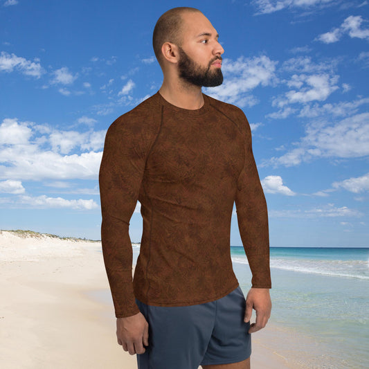 Brown Fur Print Men's Rash Guard