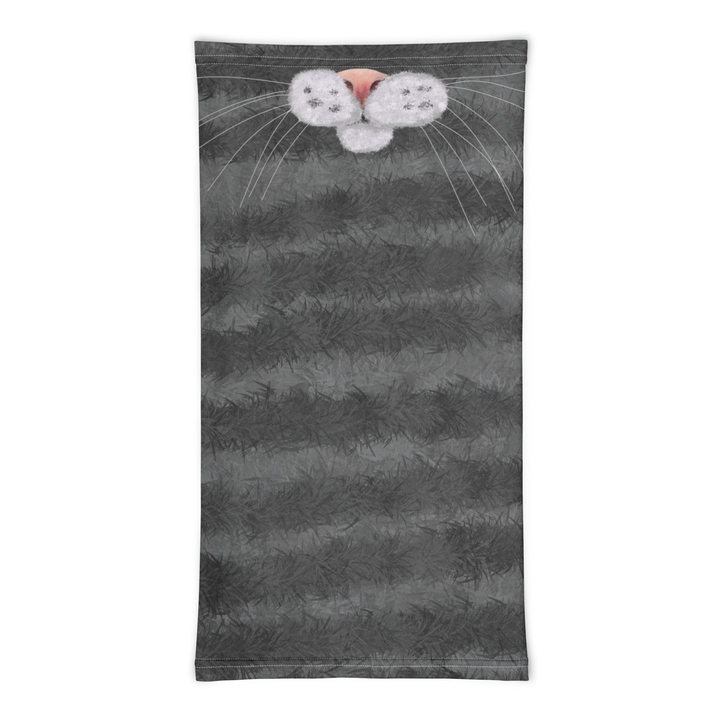 Grey Tabby Cat Face Neck Gaiter