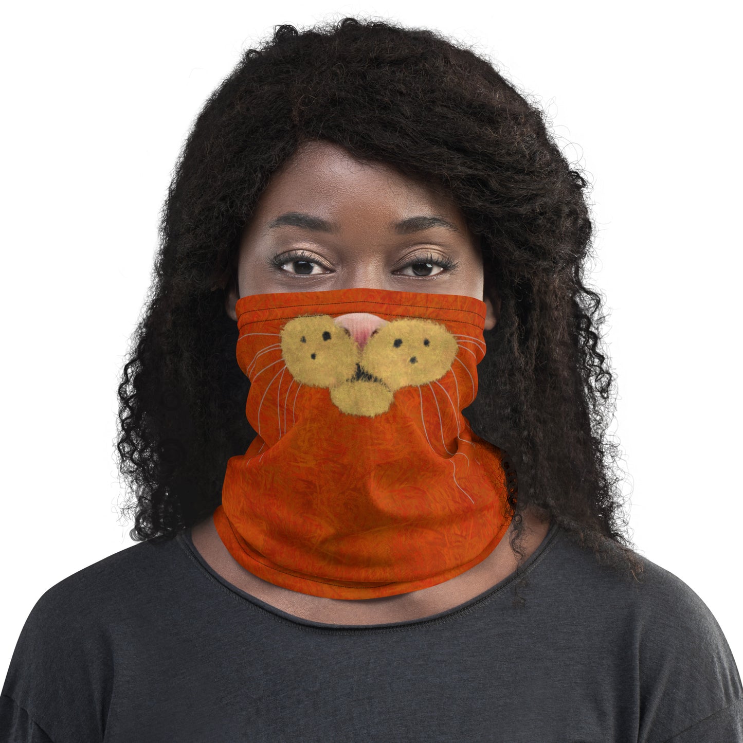 Orange Cat Face Neck Gaiter