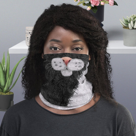 Black and White Cat Face Neck Gaiter