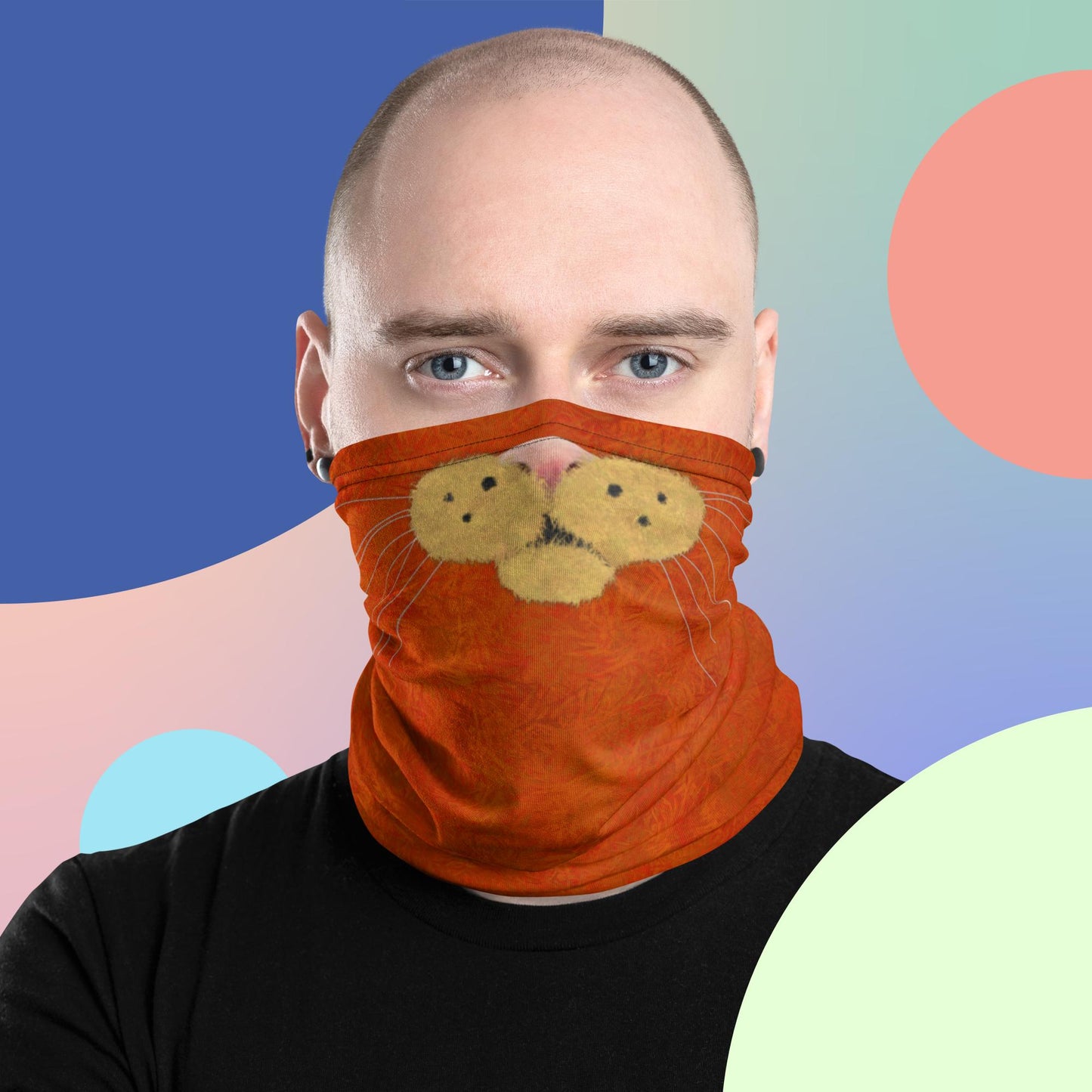 Orange Cat Face Neck Gaiter