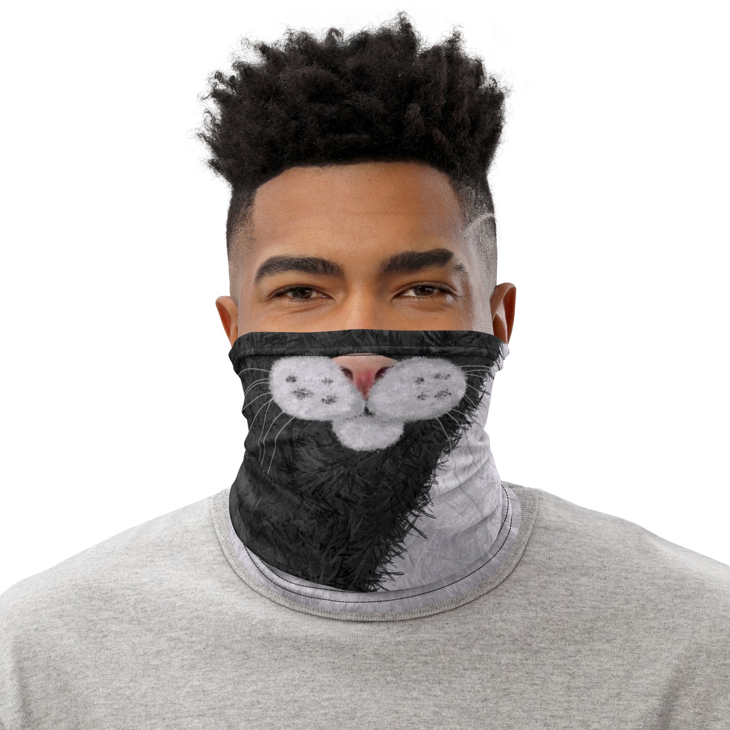 Black and White Cat Face Neck Gaiter