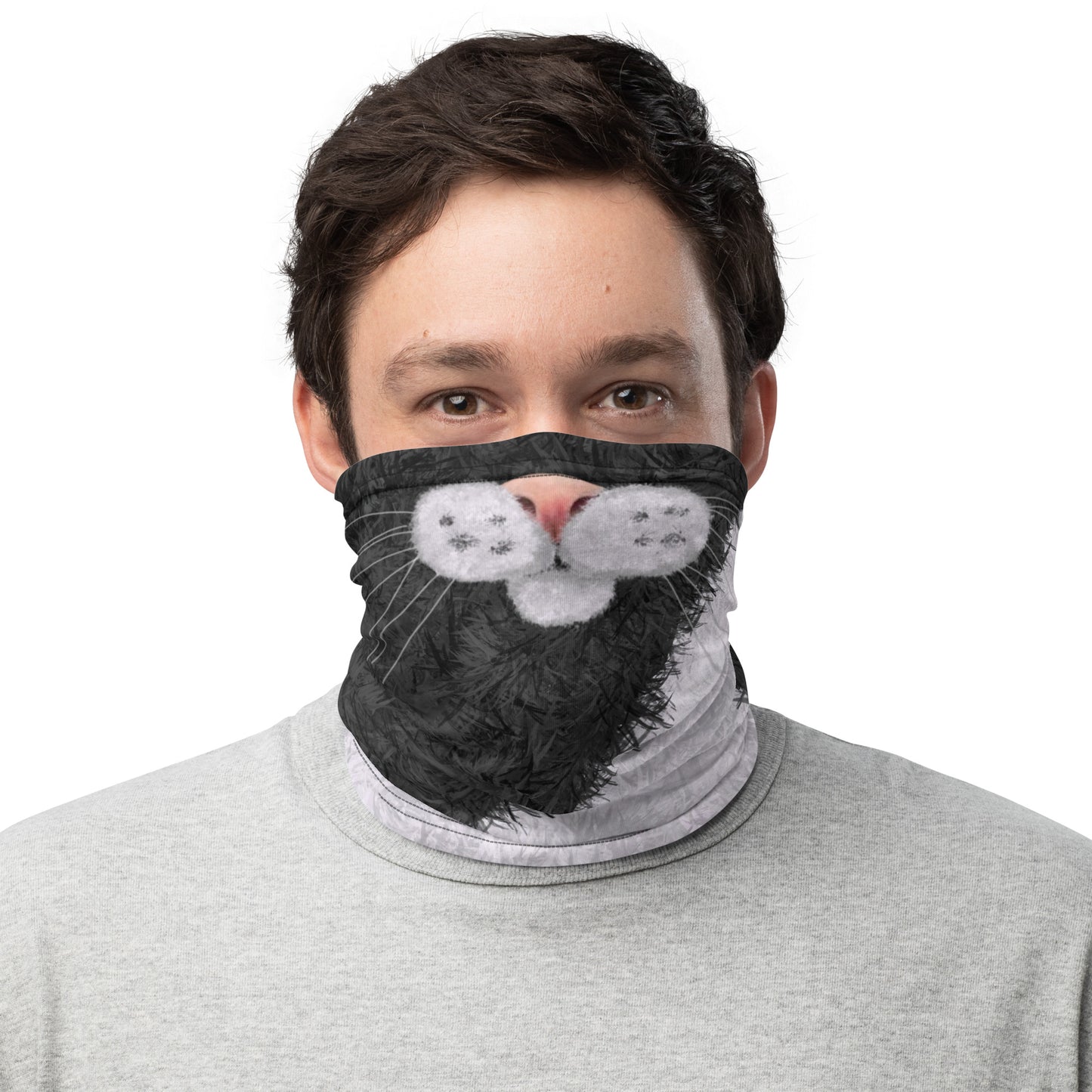 Black and White Cat Face Neck Gaiter