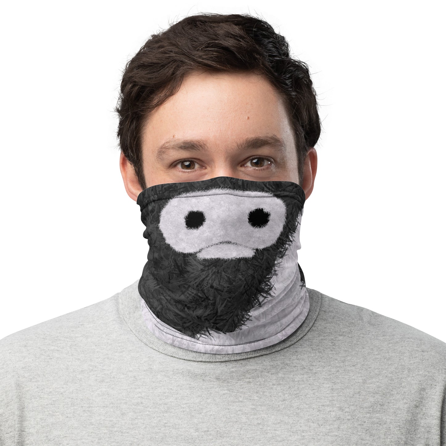 Black and White Cow Face Print Neck Gaiter