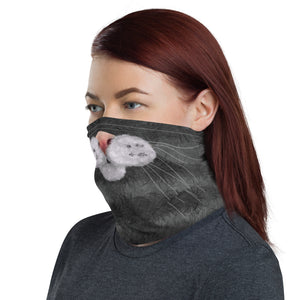 Grey Tabby Cat Face Neck Gaiter