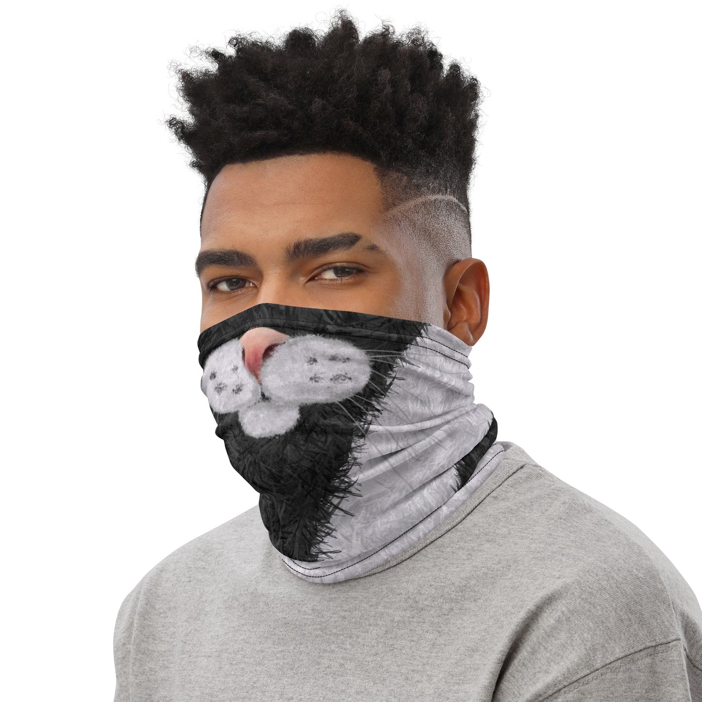 Black and White Cat Face Neck Gaiter