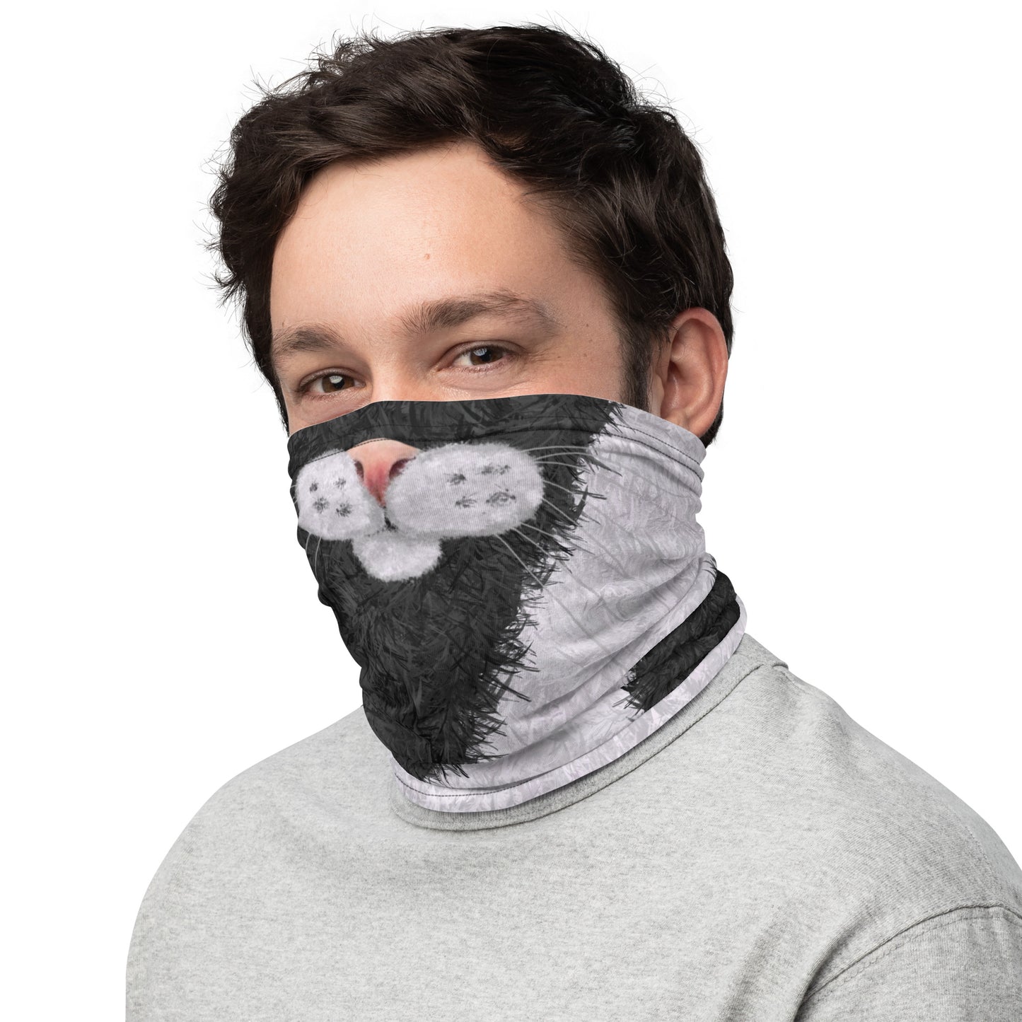 Black and White Cat Face Neck Gaiter