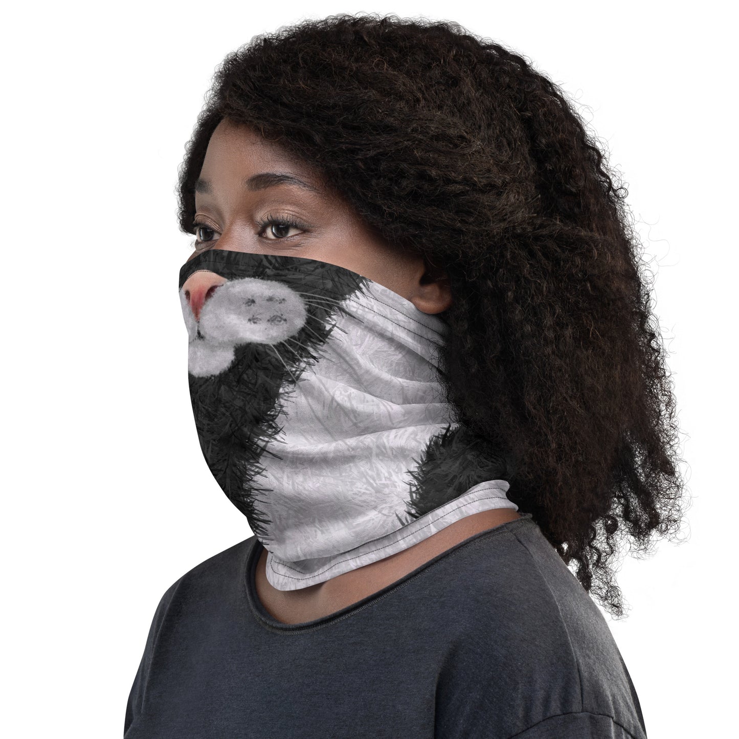 Black and White Cat Face Neck Gaiter