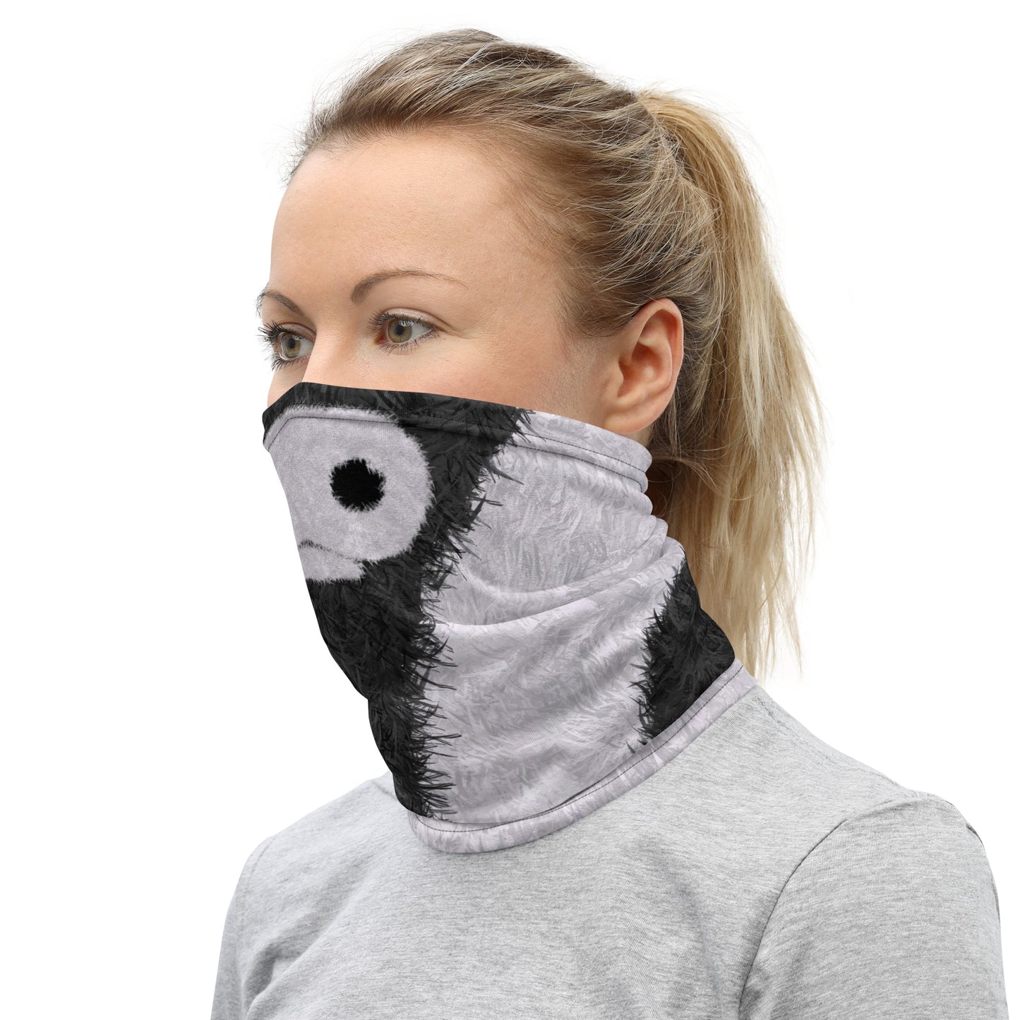 Black and White Cow Face Print Neck Gaiter