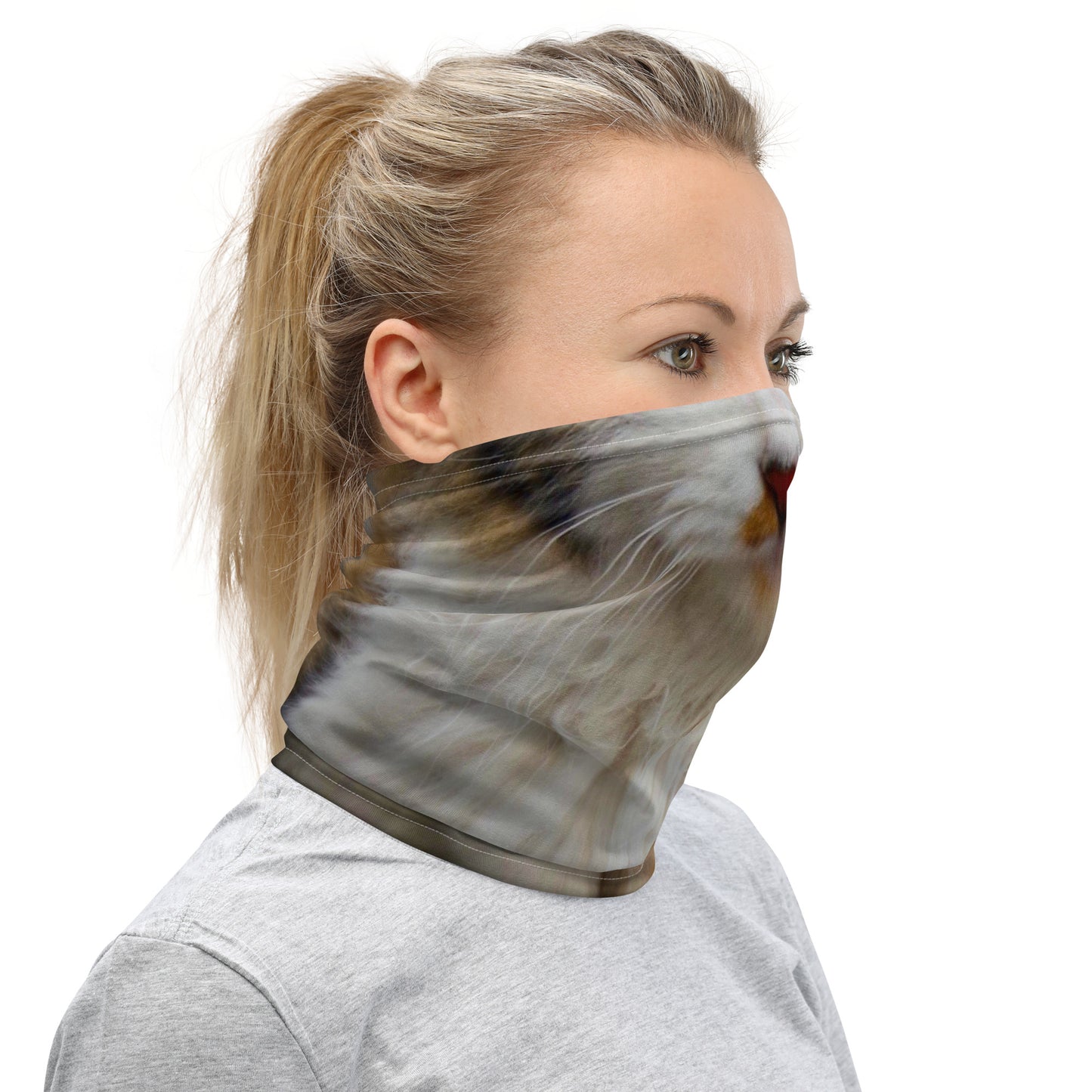 Real Cat Face Print Neck Gaiter