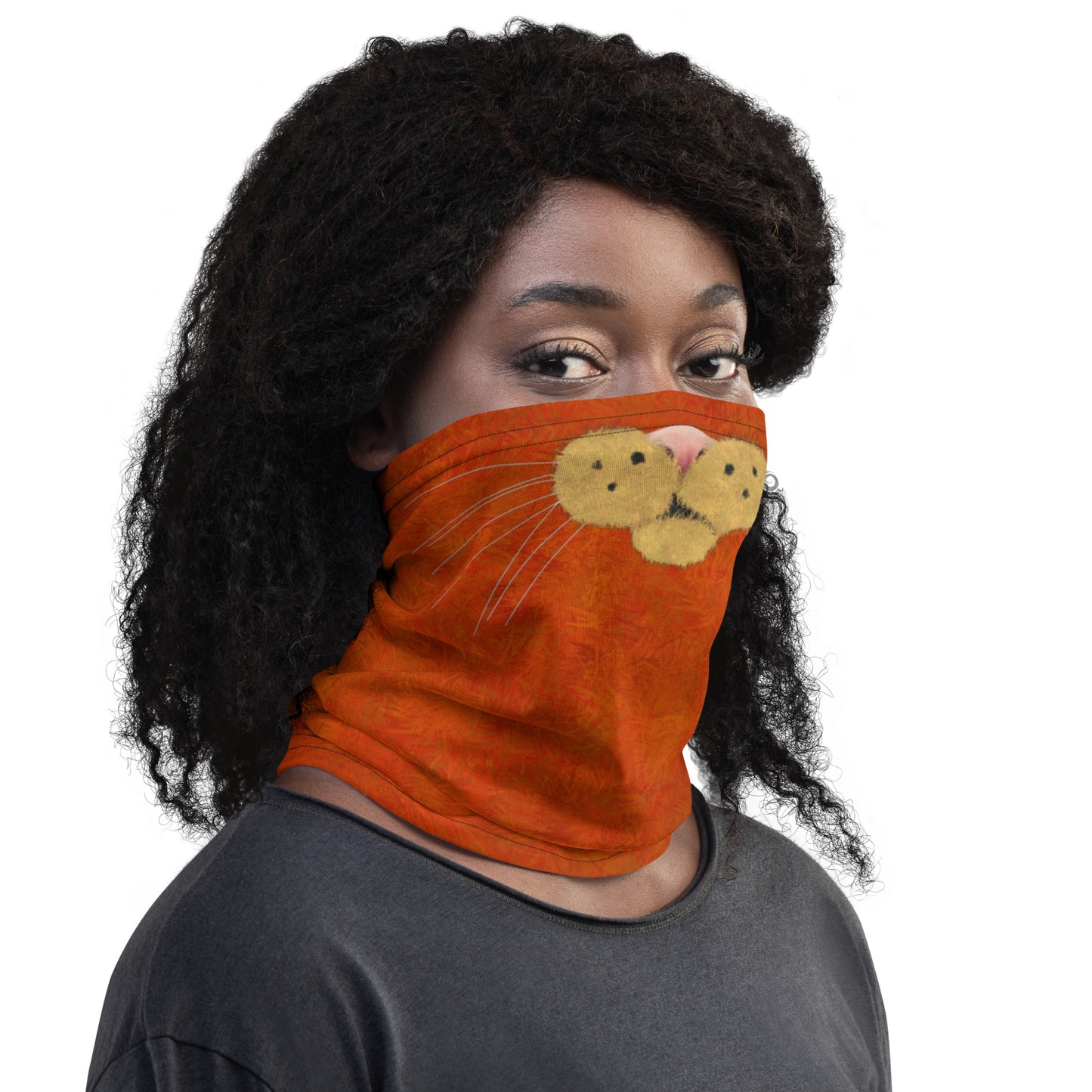 Orange Cat Face Neck Gaiter