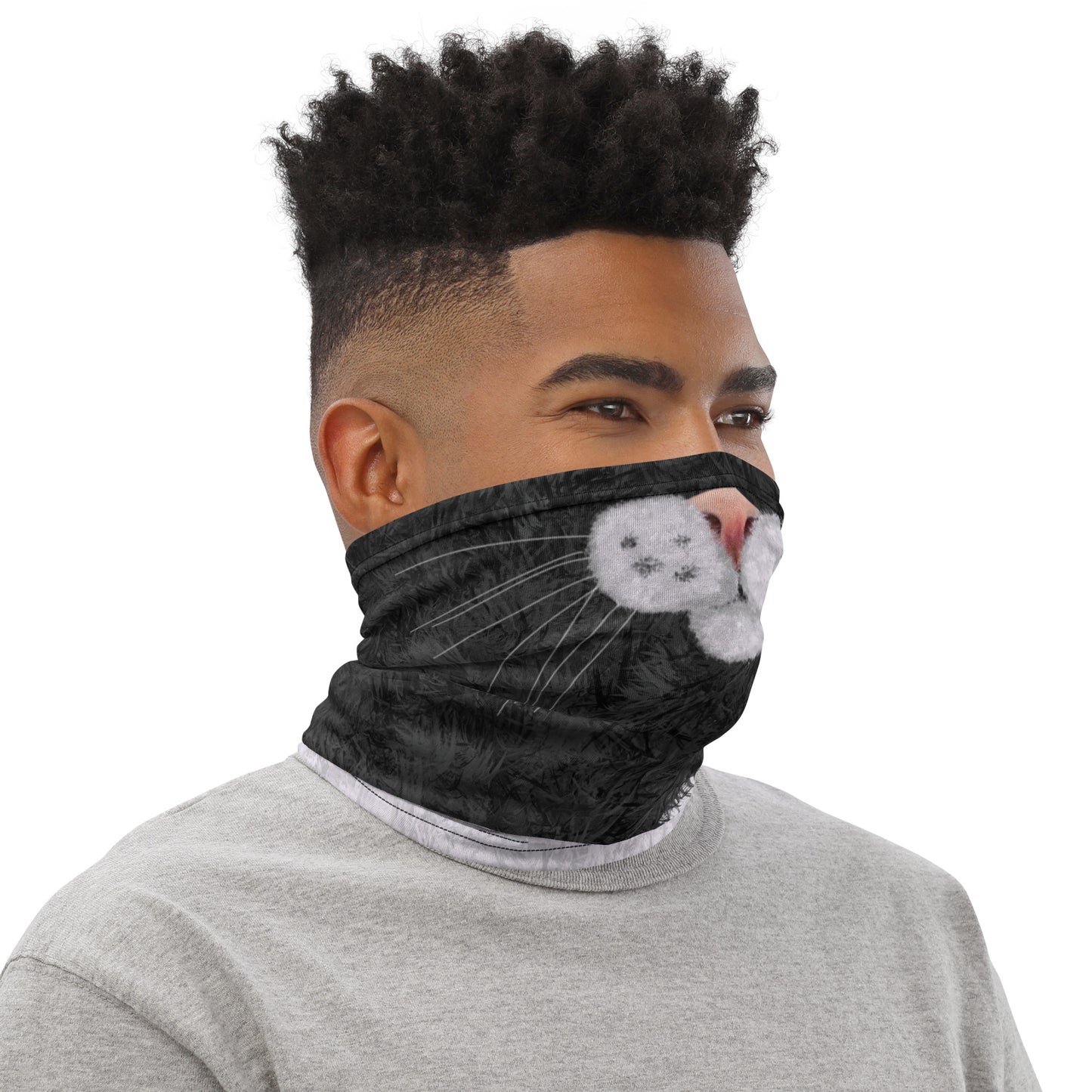 Black and White Cat Face Neck Gaiter