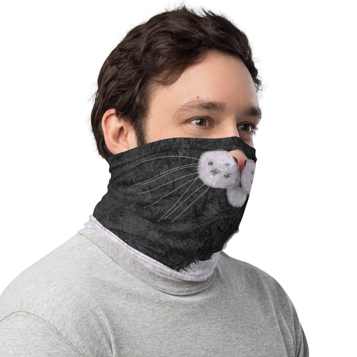 Black and White Cat Face Neck Gaiter