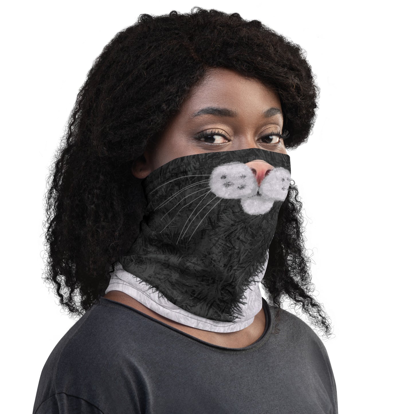 Black and White Cat Face Neck Gaiter