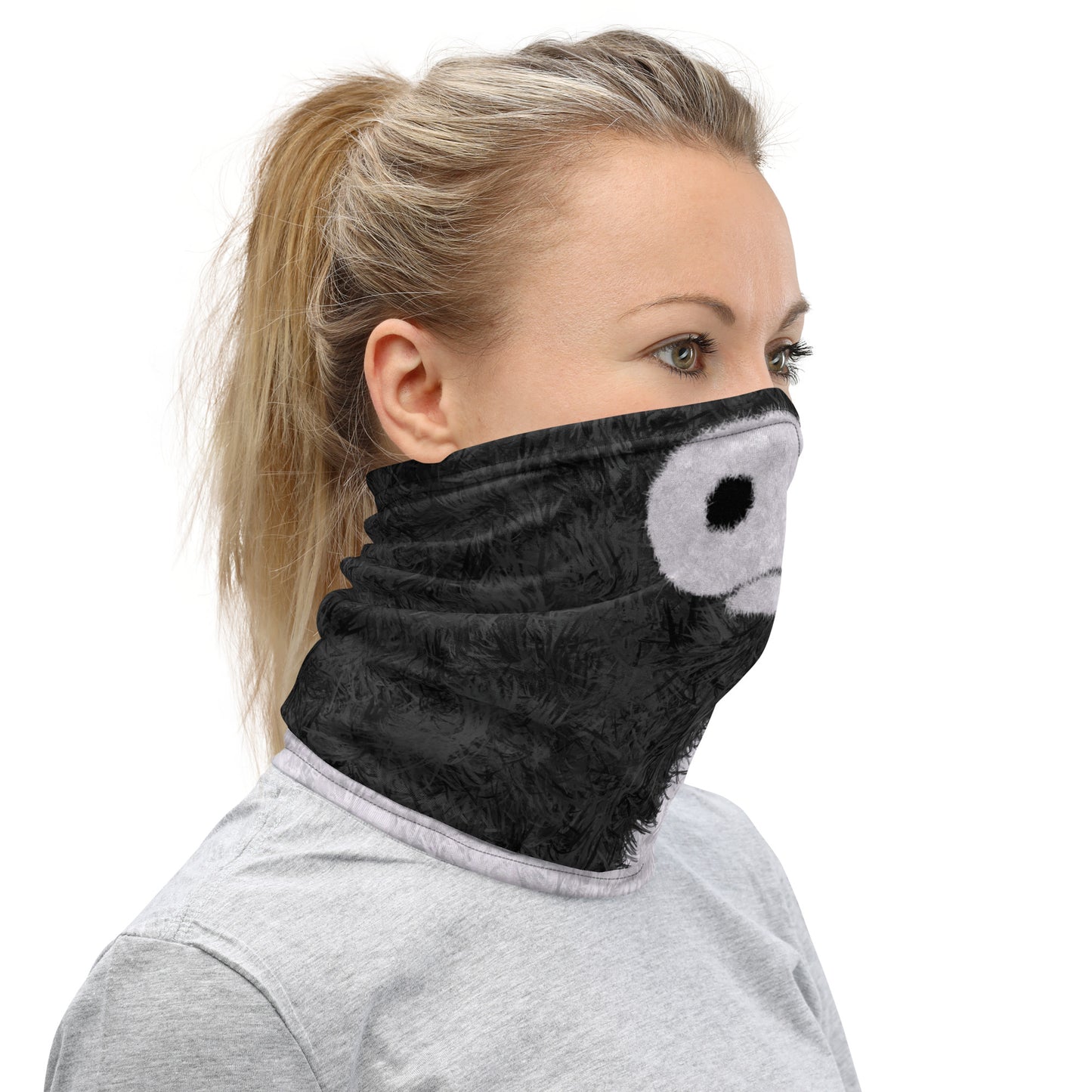 Black and White Cow Face Print Neck Gaiter