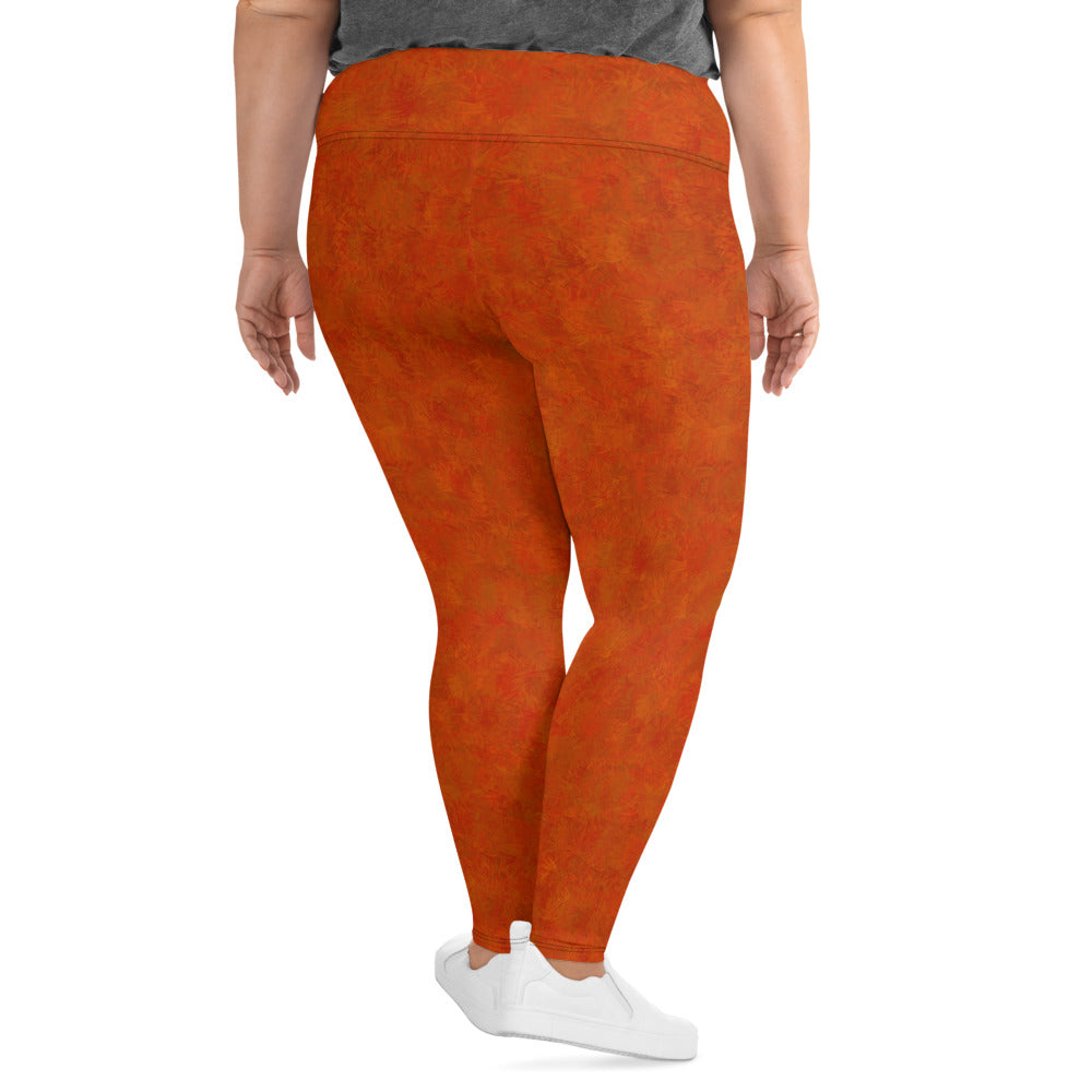 Orange Cat Fur Print Plus Size Leggings