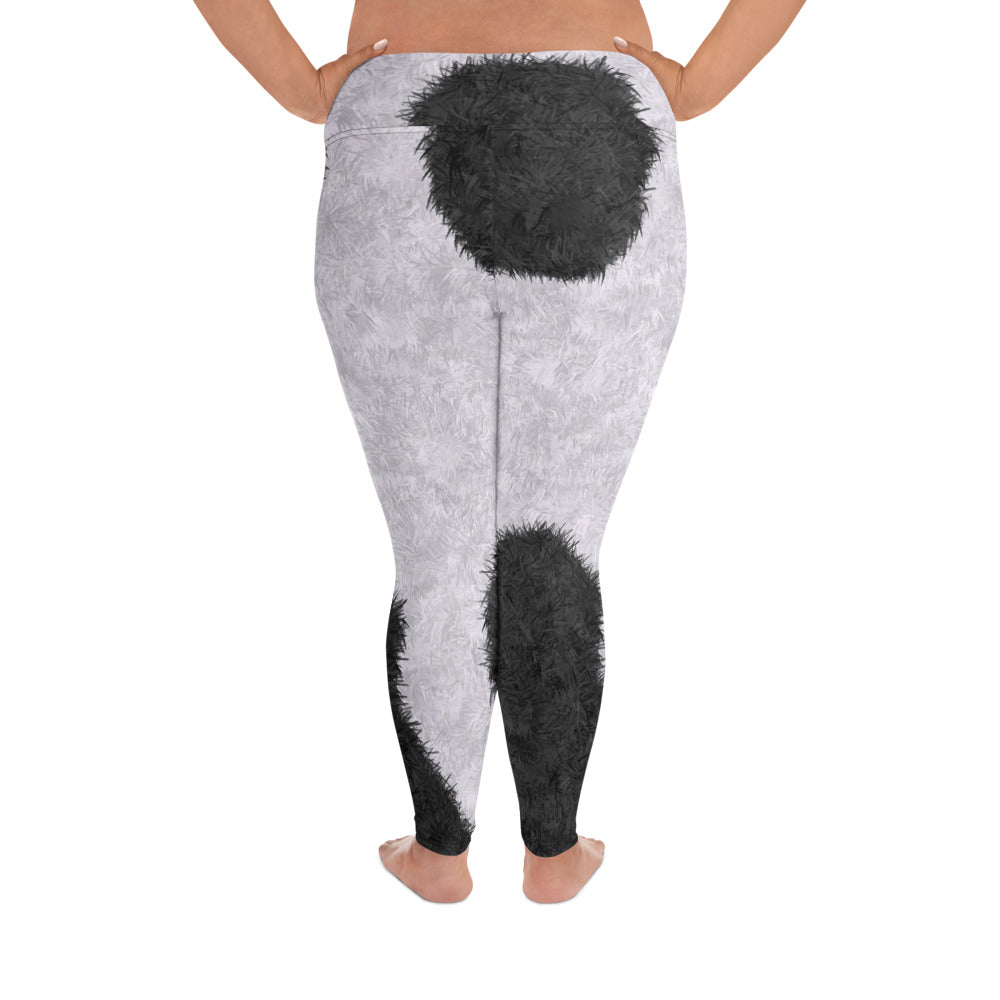 Black Cat Fur Pattern Plus Size Leggings