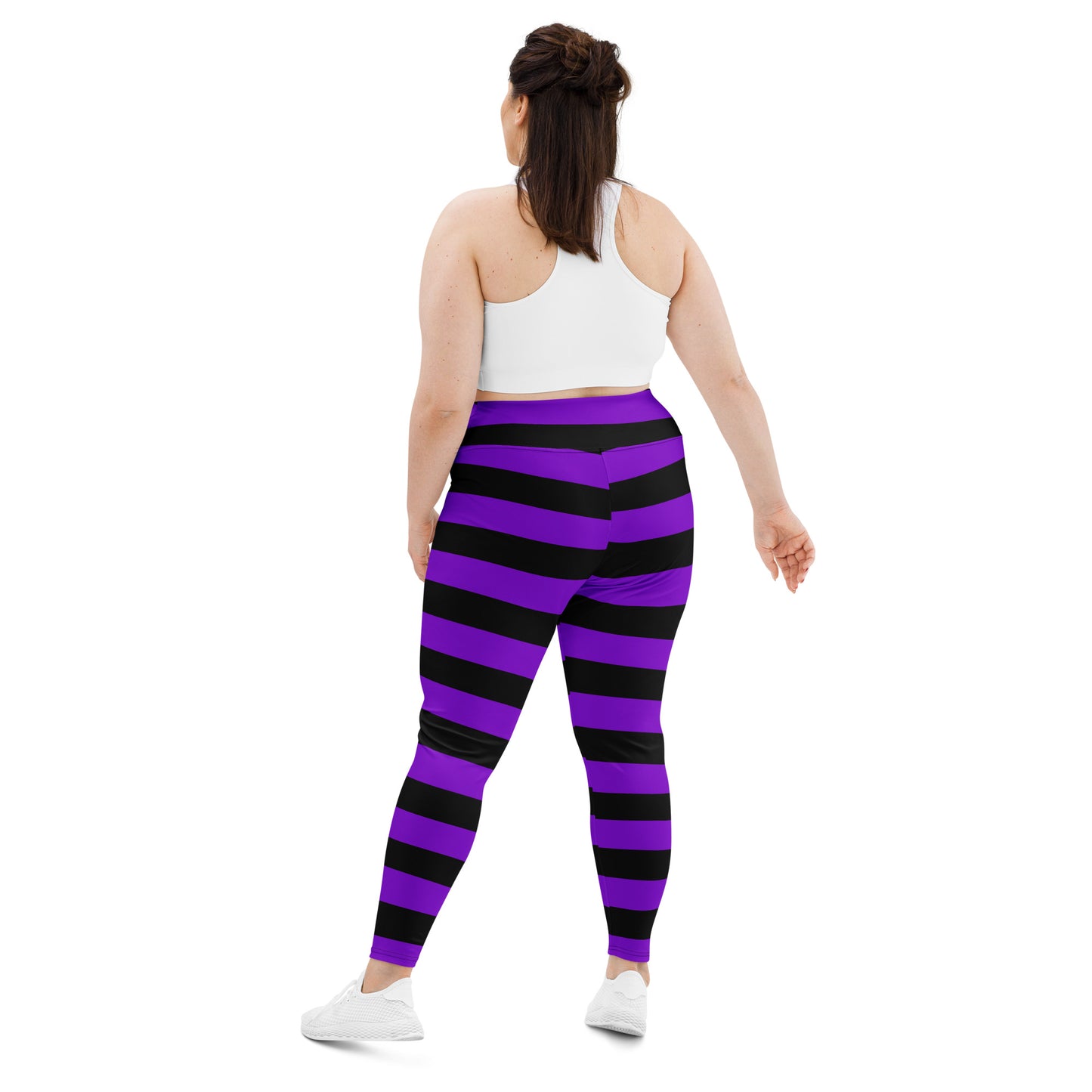 Witch's Purple and Black Stripe Plus Size Leggings