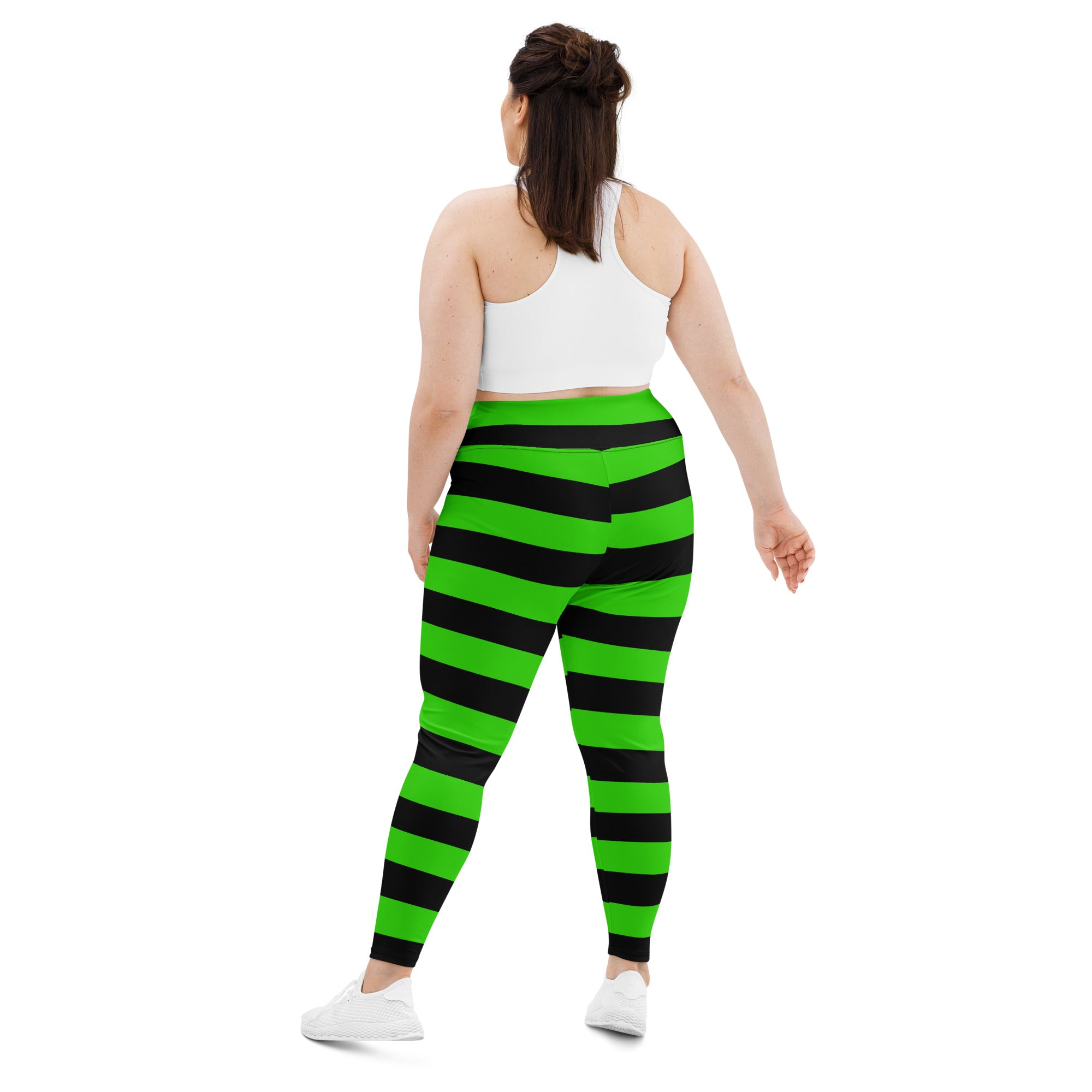 Witch's Green and Black Stripe Plus Size Leggings