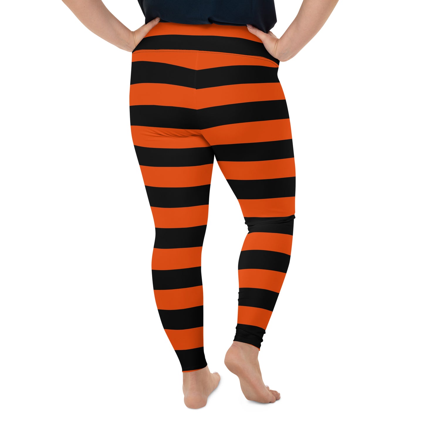 Witch's Orange and Black Stripe Plus Size Leggings