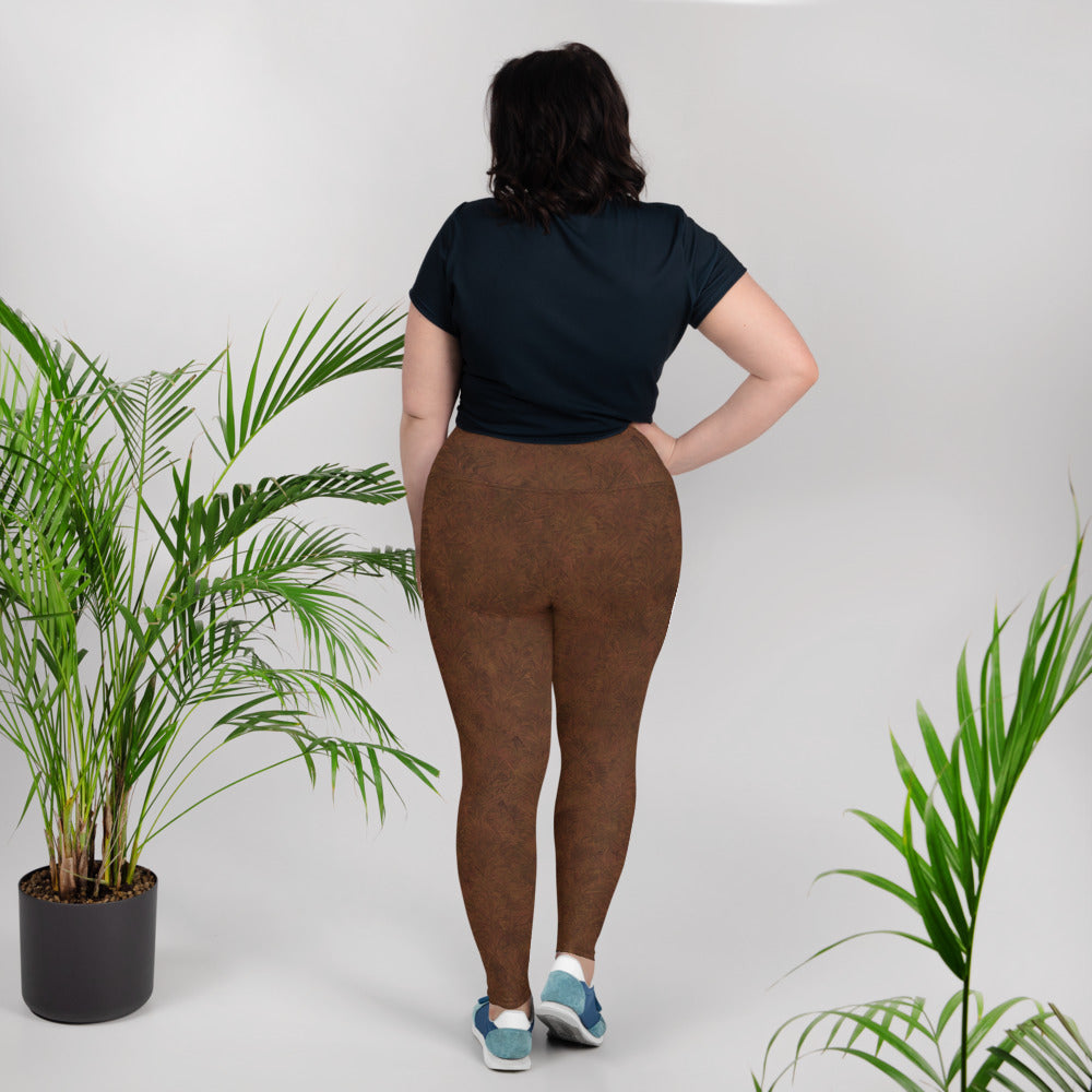 Brown Fur Print Plus Size Leggings