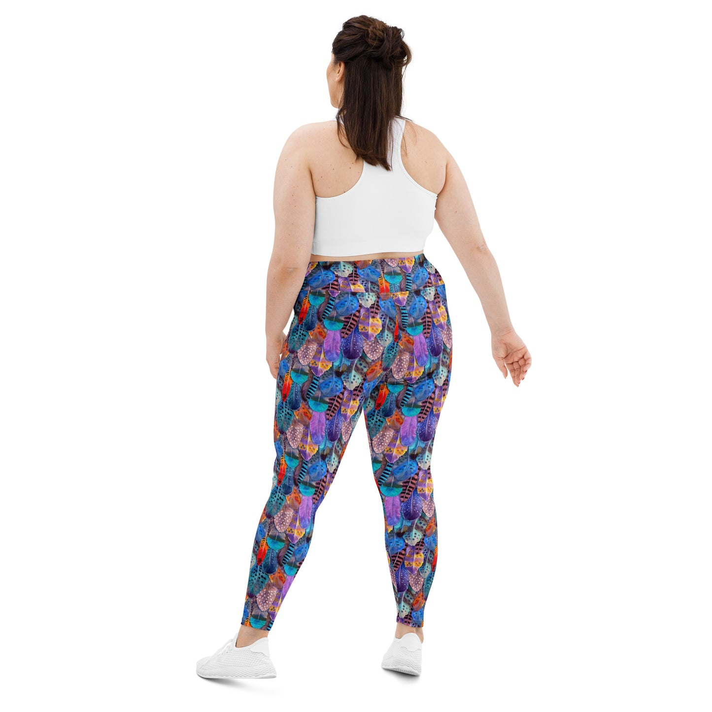 Colorful Feathers Print Plus Size Leggings